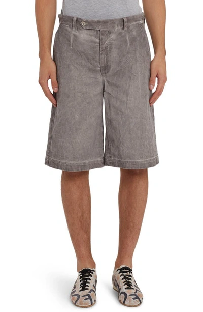 Dolce & Gabbana Garment-dyed Cotton Shorts With Logo Tag In Beige