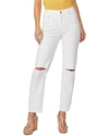 Paige Noella High Rise Relaxed Straight Leg Jean In Soft Ecru Destructed In White