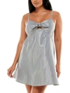 Speechless Juniors Womens Cocktail Mini Fit & Flare Dress In Silver