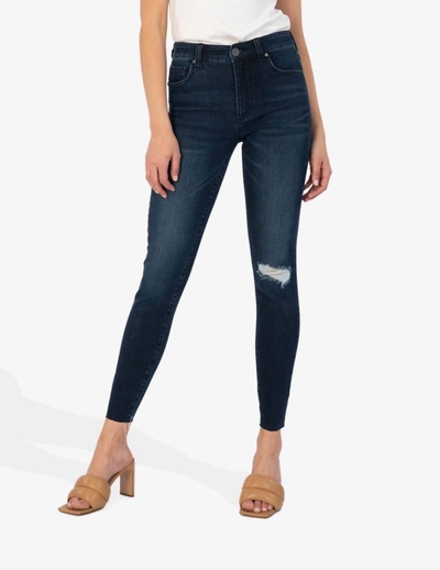 Kut From The Kloth Connie High Rise Fab Ab Ankle Skinny Jean In Dark Wash In Blue