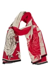 Saachi Floral Reversible Scarf In Red Multi