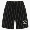 Emporio Armani Boys Navy Blue Pin Stripe Cotton Shorts In Blue
