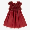 GRACI GIRLS RED FLORAL ORGANZA DRESS