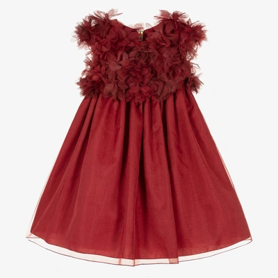 Graci Kids' Girls Red Floral Organza Dress