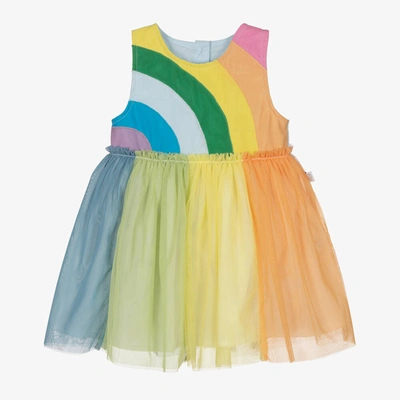 Stella Mccartney Babies' Rainbow-striped Tulle Dress In Multicolor