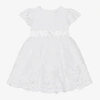 BEATRICE & GEORGE BABY GIRLS WHITE EMBROIDERED TULLE DRESS