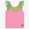 AGATHA RUIZ DE LA PRADA AGATHA RUIZ DE LA PRADA GIRLS PINK COTTON & TULLE VEST TOP