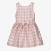ANGEL'S FACE ANGEL'S FACE GIRLS PINK CAT HOUNDSTOOTH JACQUARD DRESS