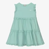 IL GUFO GIRLS AQUA GREEN TIERED DRESS