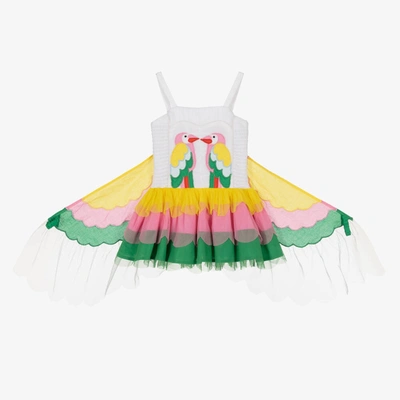 Stella Mccartney Kids' Parrots Tulle Dress With Wings In White