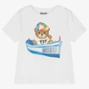 MOSCHINO KID-TEEN BOYS WHITE COTTON TEDDY BEAR T-SHIRT