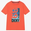 DKNY DKNY TEEN BOYS RED COTTON LOGO T-SHIRT