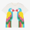 STELLA MCCARTNEY STELLA MCCARTNEY KIDS GIRLS IVORY ORGANIC COTTON PARROT T-SHIRT