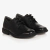 GEOX BOYS BLACK LEATHER BROGUE SHOES