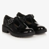 GEOX GIRLS BLACK PATENT FAUX LEATHER SHOES