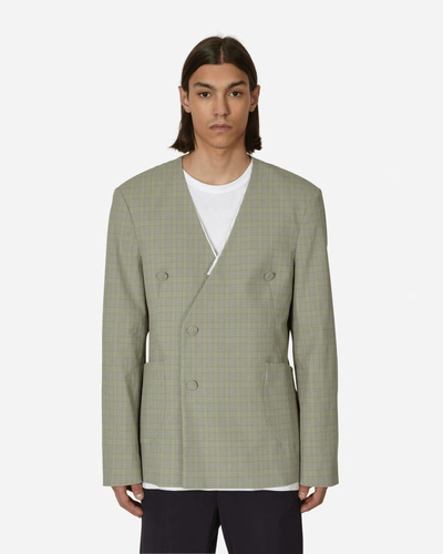 Kiko Kostadinov Oma Reversible Blazer Stone Yellow In Grey