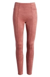 Spanx High Waist Faux Suede Leggings In Rich Rose