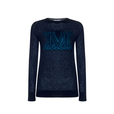 Max Mara Chantal Logo-knit Jumper In Blue