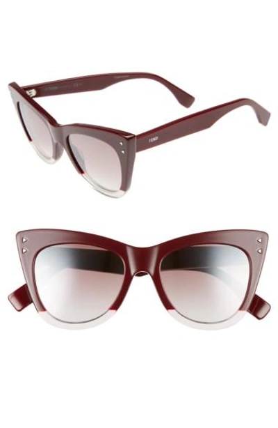 Fendi 52mm Two-tone Cat Eye Sunglasses In Burgundy