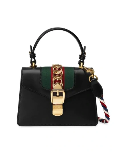 Gucci Black Mini Sylvie Bag In 8639 Nero/vrv