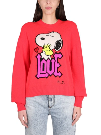 Philosophy Di Lorenzo Serafini Peanuts Wool Intarsia Sweater In Red