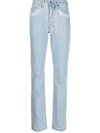 032c Double Shift Ripped-patch Straight-leg Jeans In Clear Blue