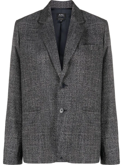 Apc A.p.c. Boyfriend Single Breasted Blazer In Iak Dark Navy