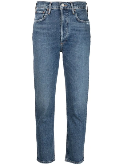 Agolde Riley Crop Jeans In Blue