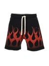 Vision Of Super Flame Print Brushed Cotton Jogger Shorts In Black