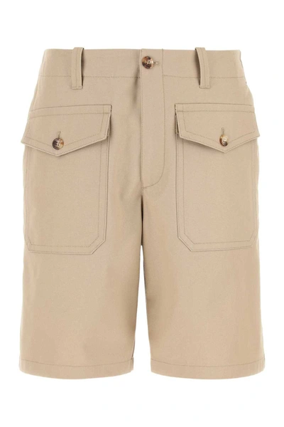 Alexander Mcqueen Bermuda Shorts With Pocket Detail In Neutrals