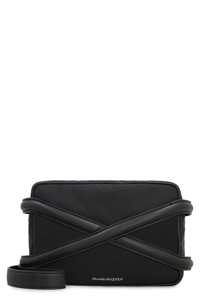 Alexander Mcqueen Harness Leather And Nylon Messenger Bag In Black