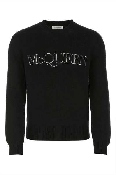 Alexander Mcqueen Black Embroidered Logo Sweatshirt