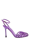 ALEVÌ 'ALLY' PURPLE SANDALS WITH STILETTO HEEL IN METALLIC LEATHER WOMAN
