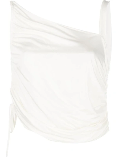 Andrea Adamo Cropped Jersey Top In White