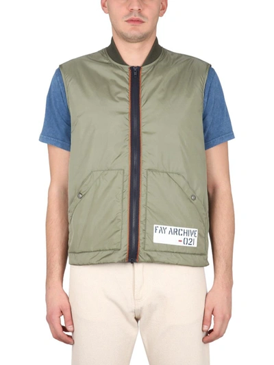 Fay Gilet Imbottito Archive Nylon In Military Green