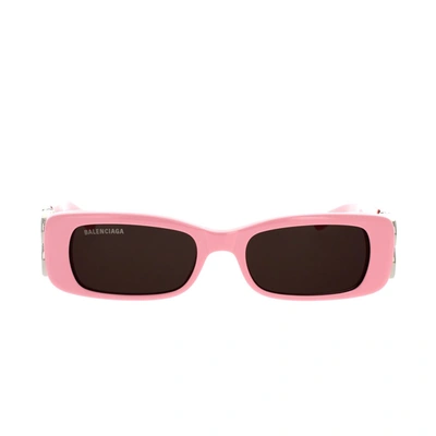 Balenciaga Crystal-embellished Square-frame Sunglasses In Pink