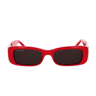 Balenciaga Dynasty Rectangle-frame Sunglasses In Red
