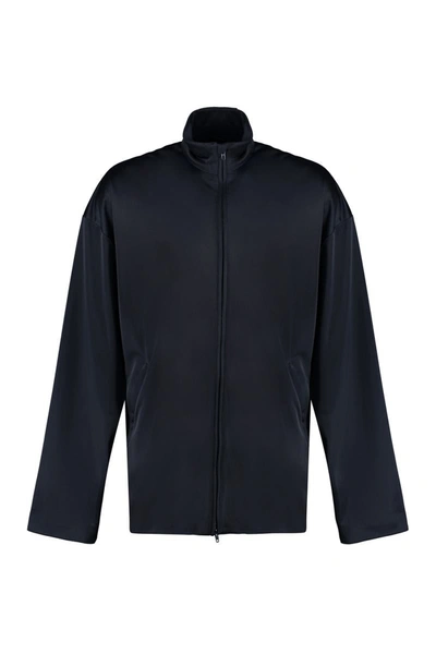Balenciaga Oversized Knitted-jersey Tracksuit Jacket In Blue