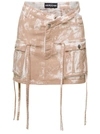 ANDREÄDAMO BEIGE MINI-SKIRT WITH CUT-OUT AND CROSSED FASTENING IN STRETCH COTTON WOMAN