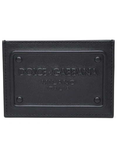 DOLCE & GABBANA DOLCE & GABBANA BLACK LEATHER CARD HOLDER