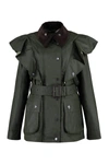 Chloé X Barbour Corduroy-trim Waxed-cotton Jacket In Green