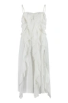Chloé Ruffled Spaghetti Straps Midi Dress In White