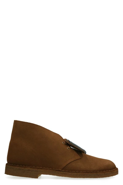 Clarks Suede Desert Boots In Saddle Brown