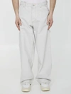 Maison Margiela Men's Cotton Denim Trousers In White