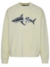 Palm Angels Shark Motif Crew Neck Sweatshirt In White