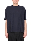 Sunnei Textured All-over Logo Crewneck T-shirt In Blue