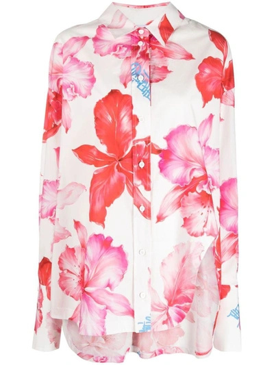 Attico Diana Floral Print Shirt In Pink