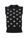 Dolce & Gabbana Logo Intarsia Wool And Silk Top In White/black
