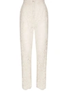 Dolce & Gabbana Logo Lace Casual Pants In White