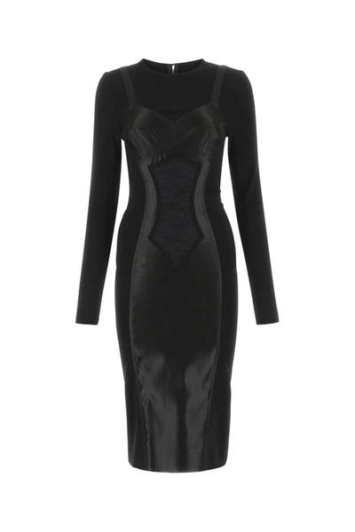 Dolce & Gabbana Lingerie Design Long-sleeved Sheath Dress In Animal Print